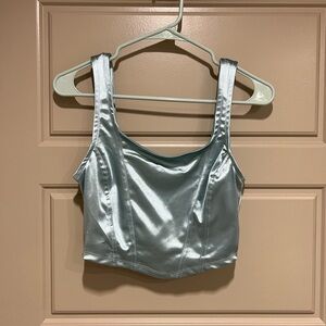 Metallic/shiny mint green crop tank